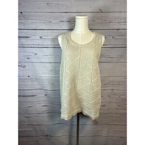 Cream Knit Tunic Top Abercrombie & Fitch Large Sleeveless Boho Style
